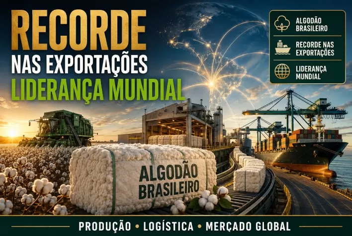 Brasil bate recorde nas exportações de algodão e consolida liderança mundial