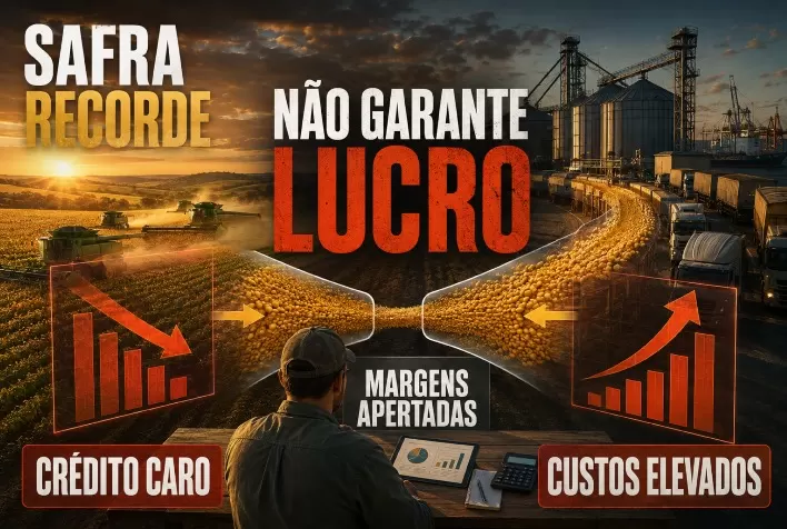 Safra recorde não garante lucro: crédito caro e custos elevados apertam margens do agronegócio