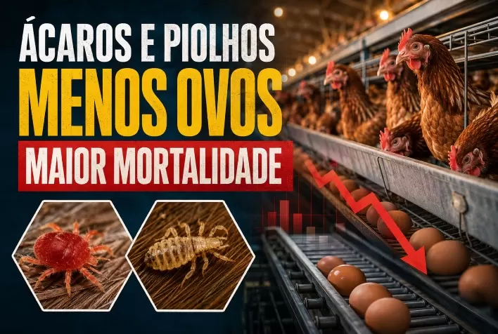 Ácaros e piolhos reduzem produção de ovos e elevam mortalidade nas granjas