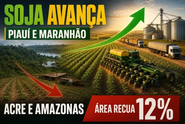 Área de soja avança no Piauí e Maranhão, mas recua 12% no Acre e Amazonas