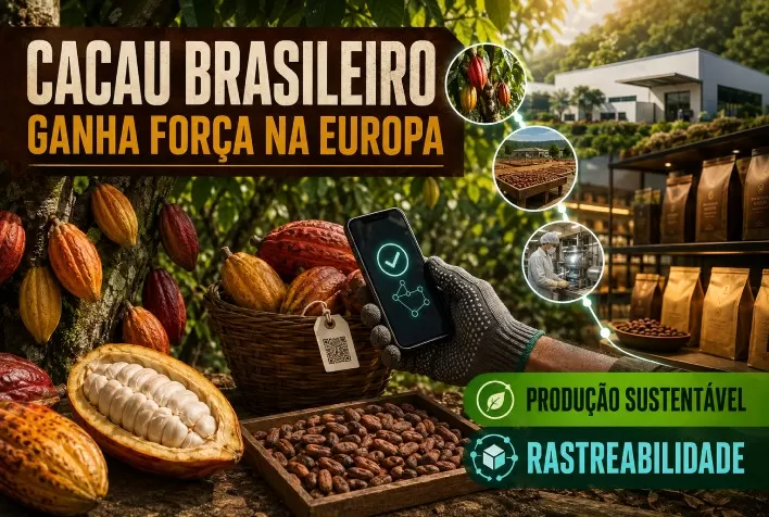 Cacau brasileiro ganha força na Europa com produção sustentável e rastreabilidade
