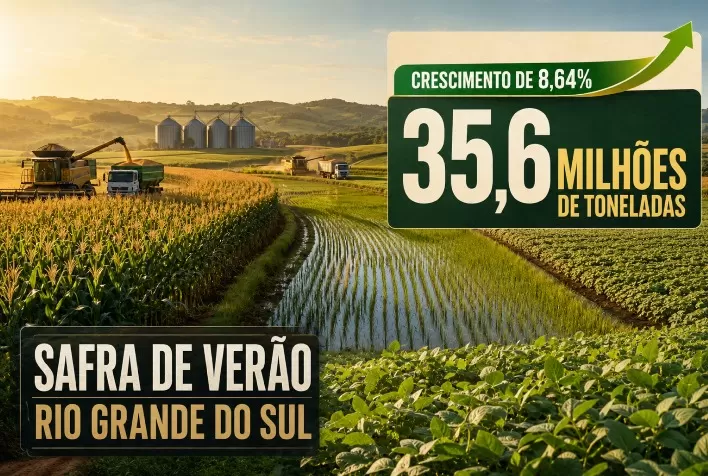 Safra de verão do Rio Grande do Sul deve crescer 8,64% e atingir 35,6 milhões de toneladas