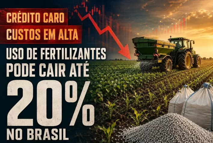 Crédito caro e alta dos custos podem reduzir uso de fertilizantes em até 20% no Brasil