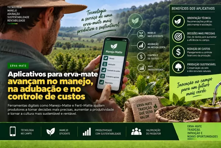 Aplicativos para erva-mate avançam no manejo, na adubação e no controle de custos
