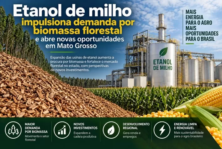 Etanol de milho impulsiona demanda por biomassa florestal e abre novas oportunidades em Mato Grosso