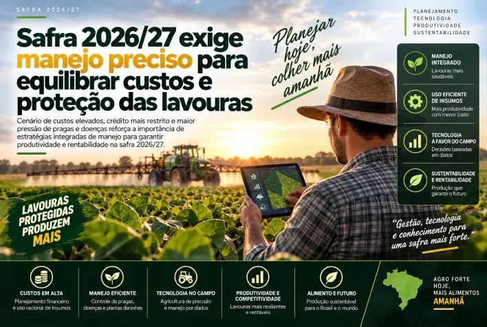 Safra 2026/27 exige manejo preciso para equilibrar custos e proteção das lavouras