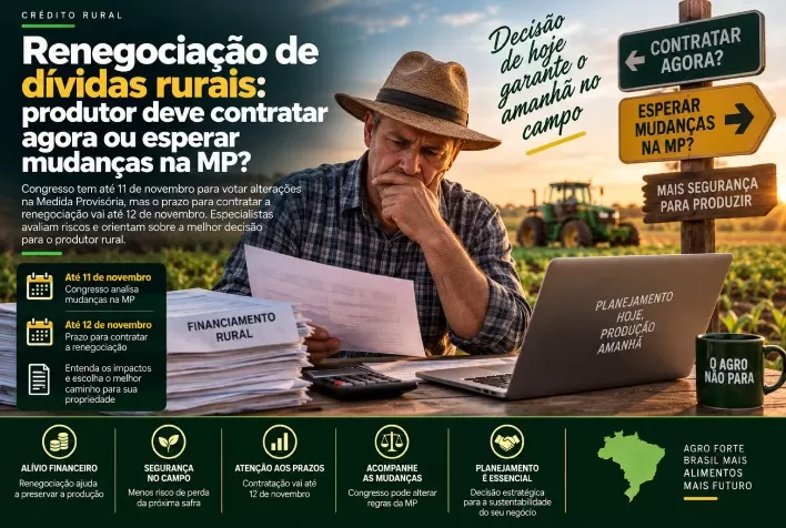 Renegociação de dívidas rurais: produtor deve contratar agora ou esperar mudanças na MP?