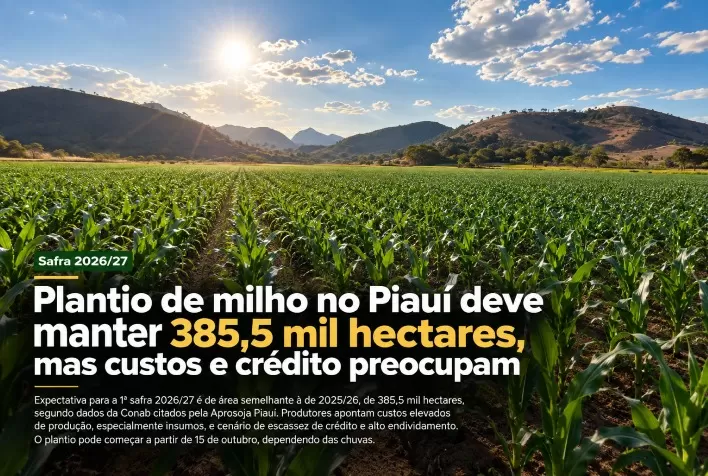 Plantio de milho no Piauí deve manter 385,5 mil hectares, mas custos e crédito preocupam