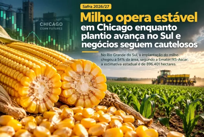 Milho opera estável em Chicago enquanto plantio avança no Sul e negócios seguem cautelosos