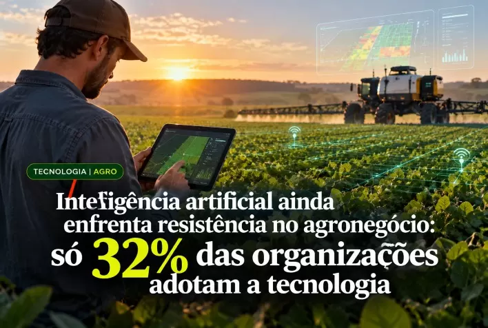 Inteligência artificial ainda enfrenta resistência no agronegócio: só 32% das organizações adotam a tecnologia