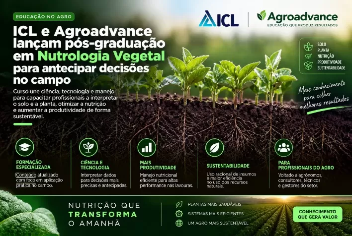 ICL e Agroadvance lançam pós-graduação em Nutrologia Vegetal para antecipar decisões no campo