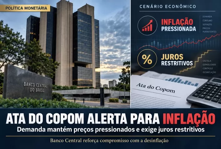 Ata do Copom vê inflação pressionada pela demanda e defende juros restritivos