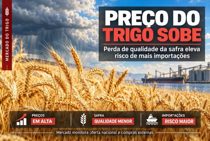Preço do trigo sobe com perda de qualidade da safra e risco de mais importações