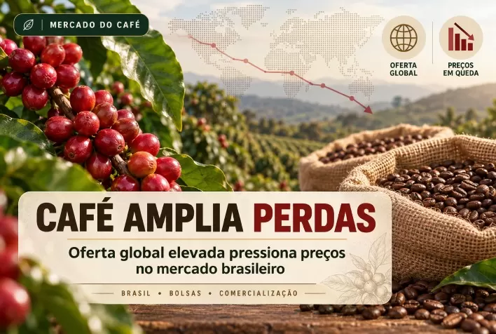 Café amplia perdas com oferta global elevada e preços recuam no mercado brasileiro