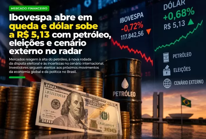 Ibovespa abre em queda e dólar sobe a R$ 5,13 com petróleo, eleições e cenário externo no radar