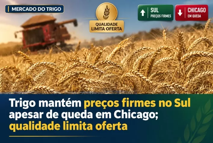 Trigo mantém preços firmes no Sul apesar de queda em Chicago; qualidade limita oferta