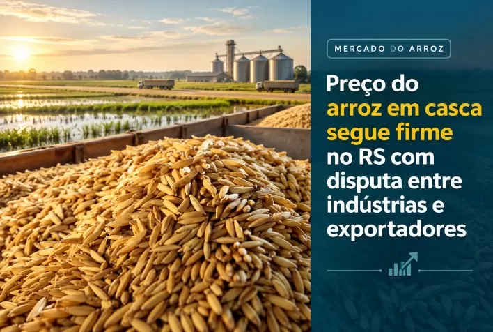 Preço do arroz em casca segue firme no RS com disputa entre indústrias e exportadores