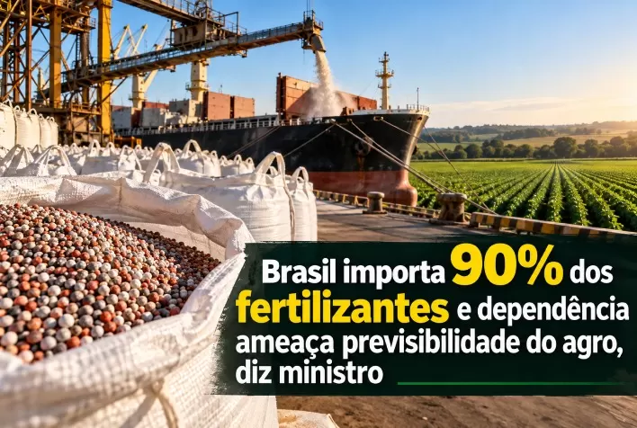 Brasil importa 90% dos fertilizantes e dependência ameaça previsibilidade do agro, diz ministro