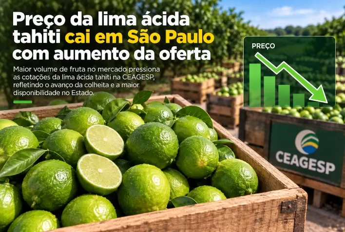 Preço da lima ácida tahiti cai em São Paulo com aumento da oferta