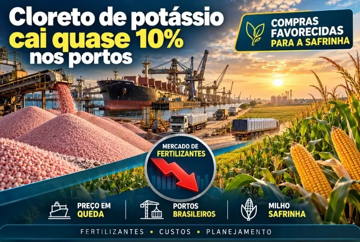 Cloreto de potássio cai quase 10% nos portos e favorece compras para a safrinha de milho