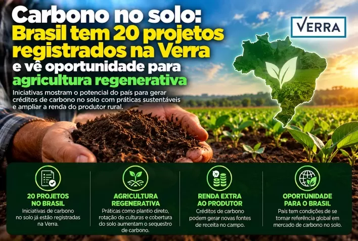 Carbono no solo: Brasil tem 20 projetos registrados na Verra e vê oportunidade para agricultura regenerativa