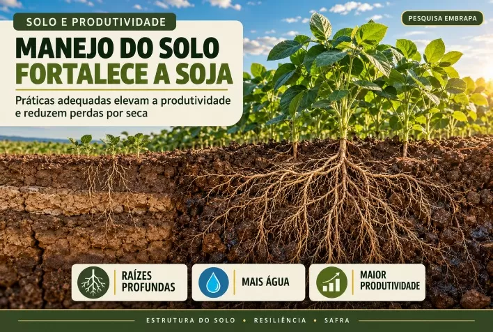 Manejo do solo eleva produtividade da soja e reduz risco de perdas por seca, mostra Embrapa