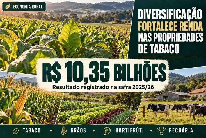 Diversificação gera R$ 10,35 bilhões em propriedades de tabaco na safra 2025/26