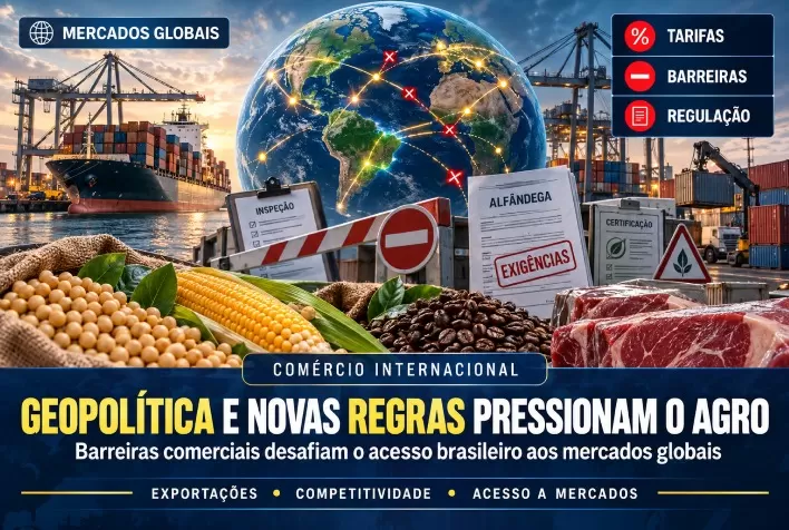 Geopolítica e novas regras comerciais pressionam acesso do agro brasileiro aos mercados globais