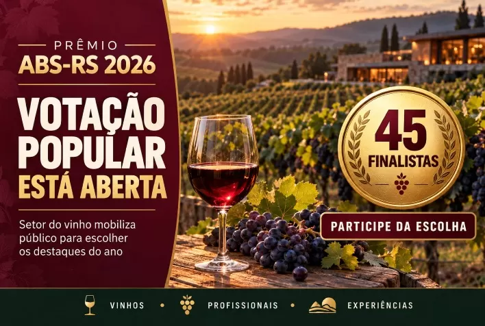 Prêmio ABS-RS 2026 abre votação popular com 45 finalistas do setor do vinho