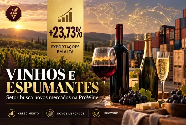 Exportações de vinhos e espumantes crescem 23,73% e setor busca novos mercados na ProWine