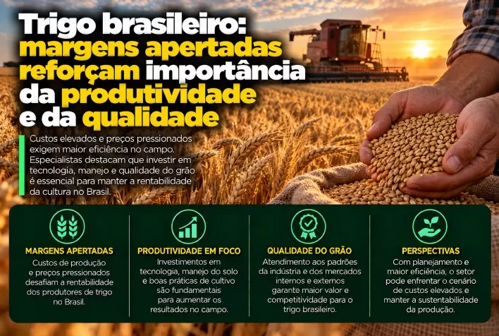 Trigo brasileiro: margens apertadas reforçam importância da produtividade e da qualidade
