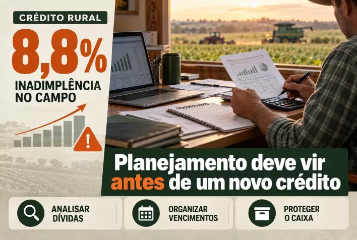 Inadimplência rural chega a 8,8% e reforça necessidade de planejamento antes de novo crédito