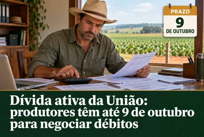 Dívida ativa da União: produtores têm até 9 de outubro para negociar débitos