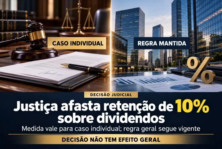 Justiça afasta retenção de 10% sobre dividendos em caso individual; regra segue vigente