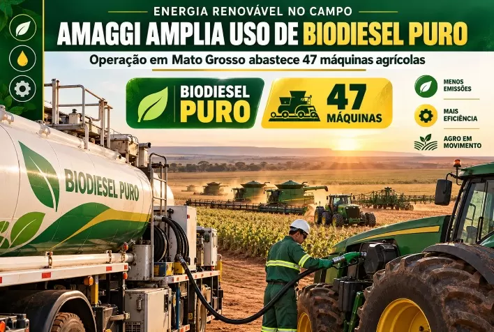 AMAGGI amplia uso de biodiesel puro em Mato Grosso e abastece 47 máquinas agrícolas
