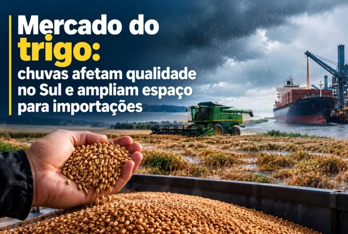 Mercado do trigo: chuvas afetam qualidade no Sul e ampliam espaço para importações