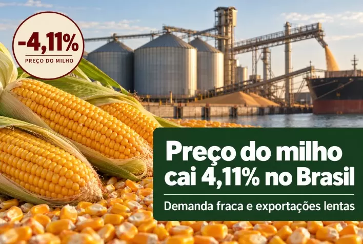 Preço do milho cai 4,11% no Brasil com demanda fraca e exportações lentas