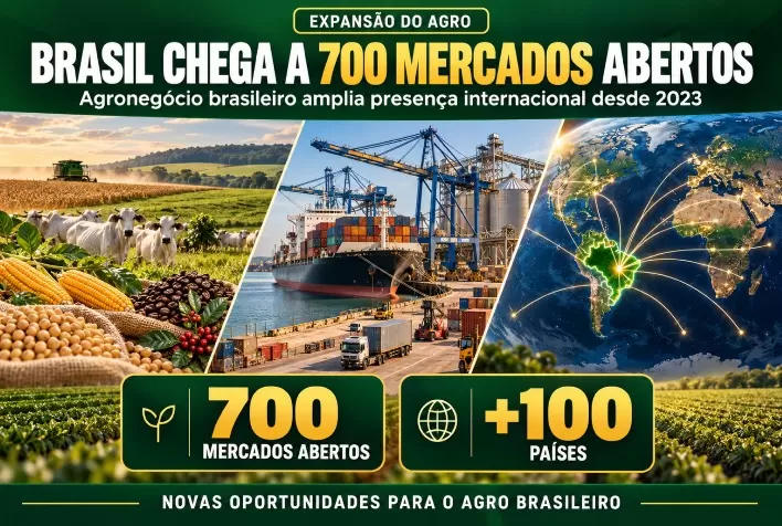 Brasil chega a 700 mercados abertos para o agro em mais de 100 países desde 2023