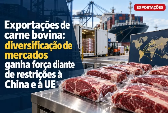 Exportações de carne bovina: diversificação de mercados ganha força diante de restrições à China e à UE