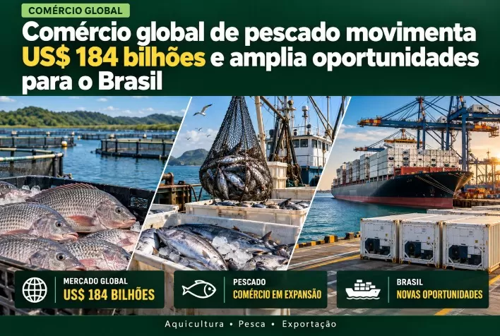 Comércio global de pescado movimenta US$ 184 bilhões e amplia oportunidades para o Brasil