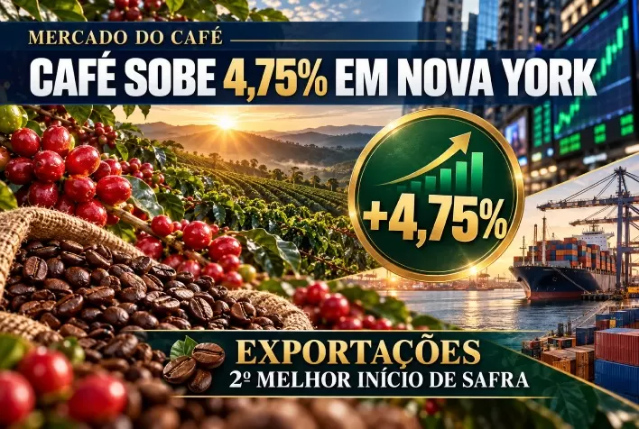 Café sobe 4,75% em Nova York; exportações têm segundo melhor início de safra