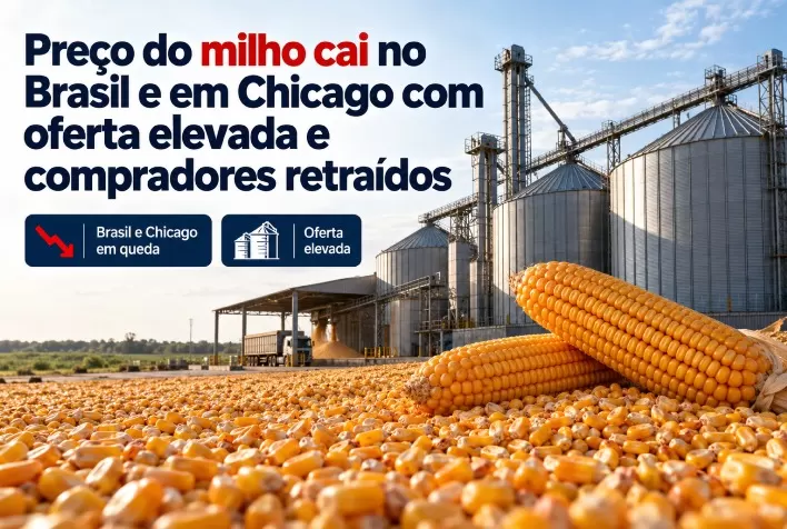 Preço do milho cai no Brasil e em Chicago com oferta elevada e compradores retraídos