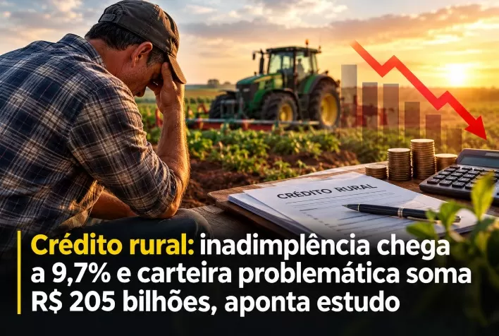 Crédito rural: inadimplência chega a 9,7% e carteira problemática soma R$ 205 bilhões, aponta estudo