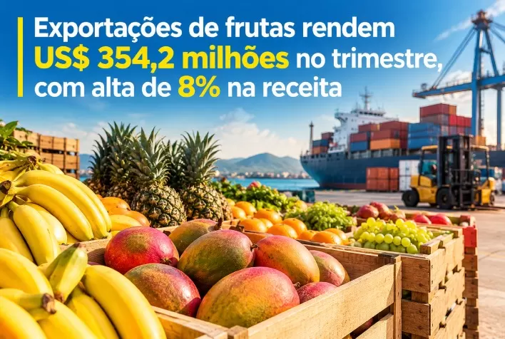 Exportações de frutas rendem US$ 354,2 milhões no trimestre, com alta de 8% na receita