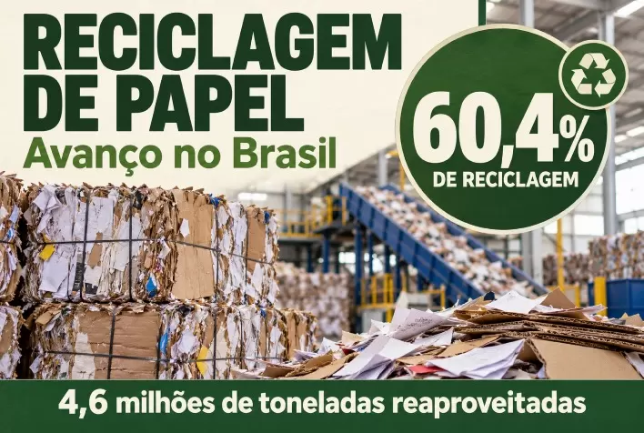 Reciclagem de papel no Brasil chega a 60,4% e reaproveita 4,6 milhões de toneladas