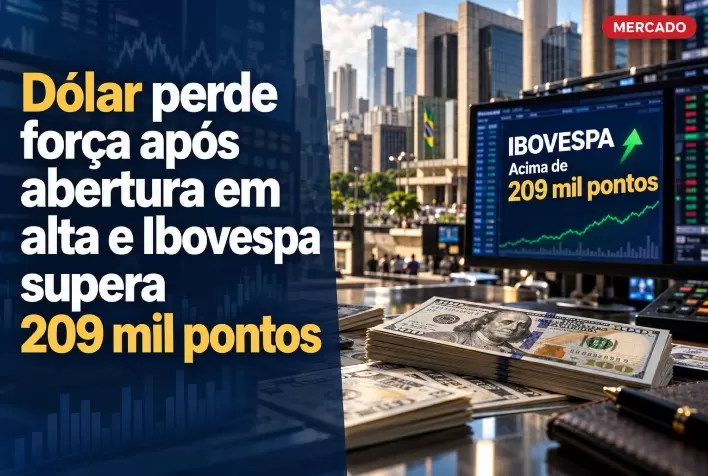 Dólar perde força após abertura em alta e Ibovespa supera 209 mil pontos