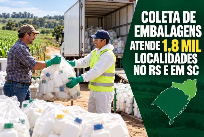 Coleta de embalagens de agrotóxicos atende 1,8 mil localidades no RS e em SC