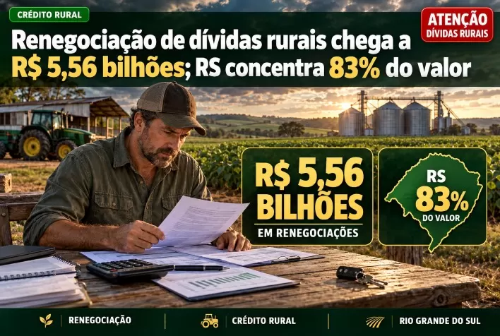 Renegociação de dívidas rurais chega a R$ 5,56 bilhões; RS concentra 83% do valor