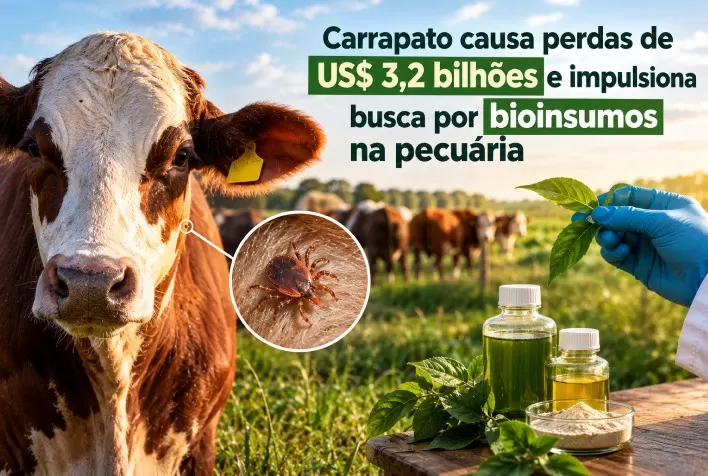 Carrapato causa perdas de US$ 3,2 bilhões e impulsiona busca por bioinsumos na pecuária