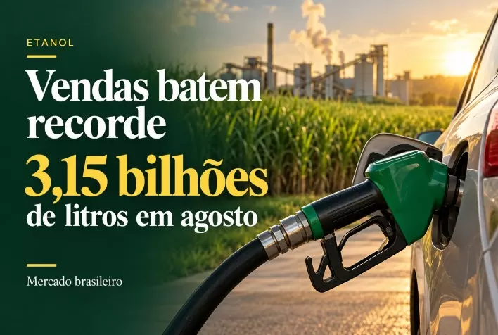 Vendas de etanol batem recorde de 3,15 bilhões de litros no mercado brasileiro em agosto